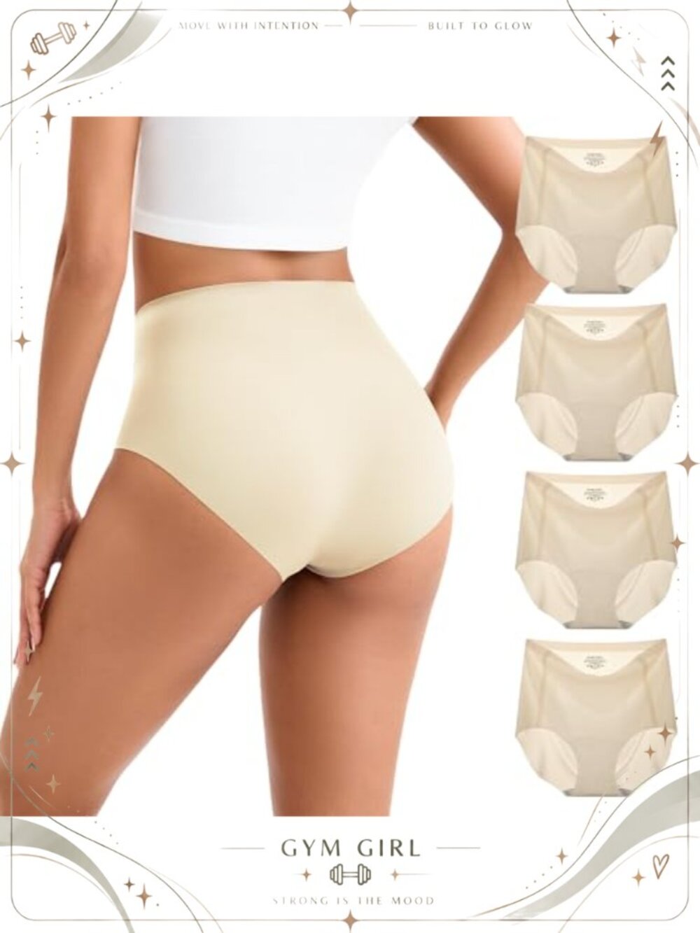 Seamless High Waisted Briefs 4-Pack No Show Nylon Stretch Underwear